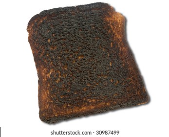 Burnt Toast Isolated On A White Background.