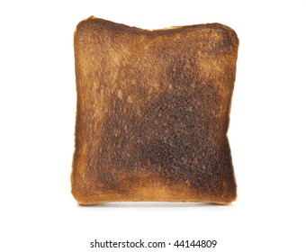 Burnt Toast Isolated On White.