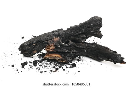 Burnt Wood Isolated On White Background