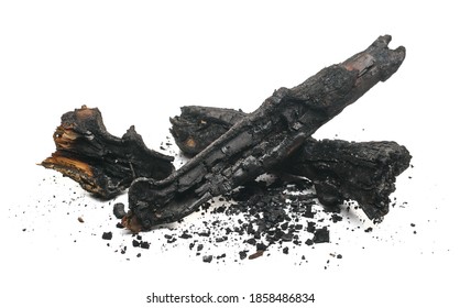 Burnt Wood Isolated On White Background