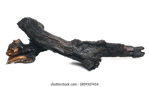 Burnt Wood Isolated On White Background