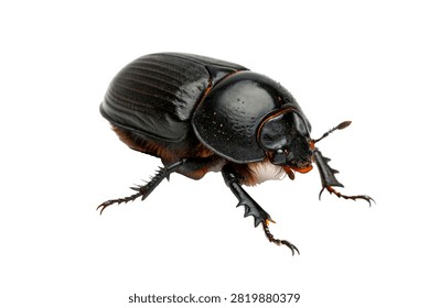 Burrowing Bug Rounded Glossy Black Body With Heav Isolated On White Background