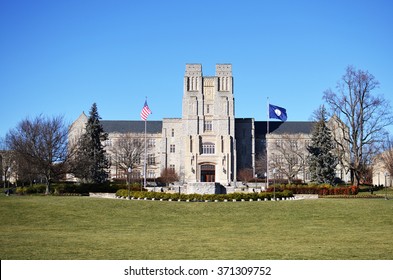 Burruss Hall on Virginia Tech Campus on a sunny day