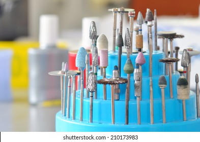 Burs, Polishers, Drills And Brushes In A Dental Lab