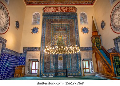 Bursa, Turkey - November 16, 2019: Bursa Yesil Camii. Green Mosque. Bursa Yesil Turbe. Green Tomb. Ottoman Architecture.