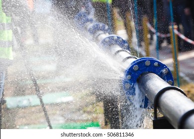 Burst pipe with water