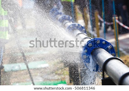 Burst pipe with water