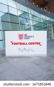 BURTON UPON TRENT, ENGLAND - JANUARY 10, 2020: The Main Sign At St George’s Park National Football Centre In Burton Upon Trent, England