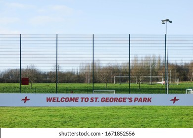 BURTON UPON TRENT, ENGLAND - JANUARY 10, 2020: Welcome To St George’s Park Sign At The National Football Centre In Burton Upon Trent, England