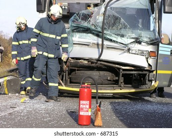 Bus Accident And Fireman