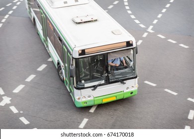 Bus At City Intersection Top View