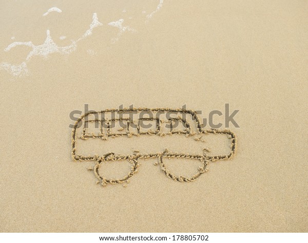 bus drawing in the\
sand