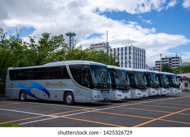 Bus Fleet In The City Of Nagoya, Minato, Japan, 06-16-2019.