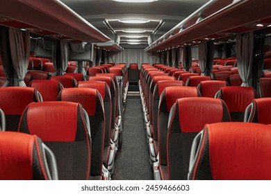 Bus interior empty seats, clean new vehicle - Powered by Shutterstock