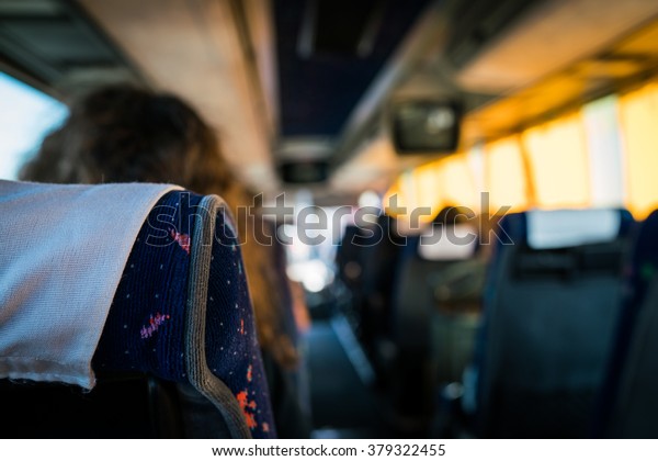 A bus journey\
showing the seats in\
Florence.
