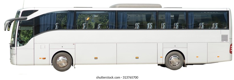 Bus On Isolated White Background, Side View