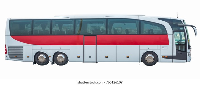 Bus On Isolated White Background, Side View