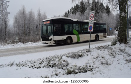 Bus On Road Snowy Icy Season Stock Photo 1255300906 | Shutterstock