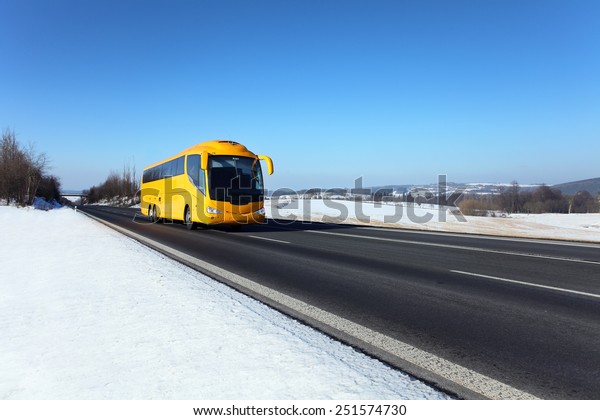 Bus service on the road in\
winter
