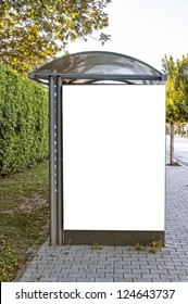 A Bus Shelter With Blank Billboard Situated In The Turkish Town Of Side.