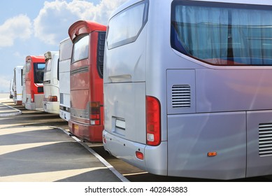 Bus Station With The Parked Buses