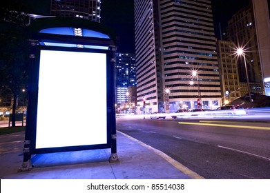 Bus Stop Ad Display - Backlite Advertising Display On The Bus Stop In Downtown Chicago.