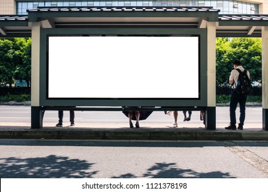 Bus Stop Advertisement Mockup Urban City Environment In China