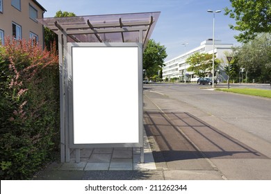 Bus Stop Billboard Or Poster, White, Blank. Clipping Path Is Included.