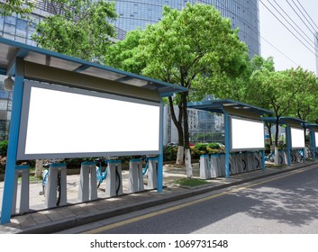 The bus stop in the city. - Shutterstock ID 1069731548
