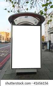 Bus Stop Close To Hyde Park Corner Station In Central London, United Kingdom. This Is For Advertisers To Place Ad Copy Samples On A Bus Shelter.