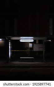 bus stop at night with no one