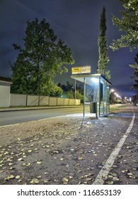 Bus Stop At Night Time