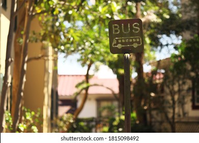 Bus Stop Sigh On The Street