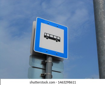 Bus Stop Sign Board In Budapest, Hungary