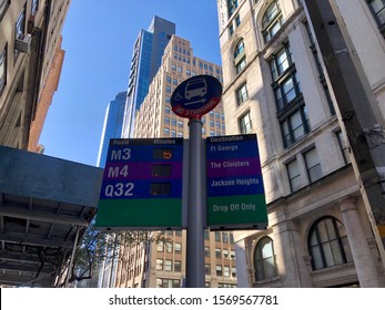 The Bus Stop Sign In New York