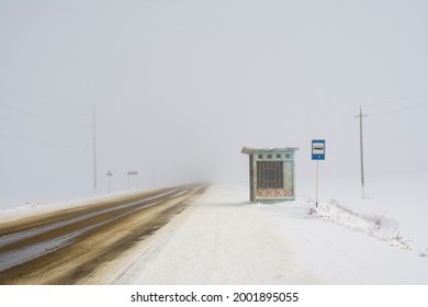 Bus Stop In Winter In Russia