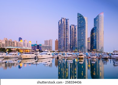 Busan, South Korea City Skyline In The Haeundae District.