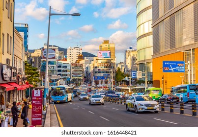 Busan, South Korea- November 21st, 2019 :Nampodong Shopping Street Near Busan International Film Festival (BIFF) Square,  Busan City, South Kore