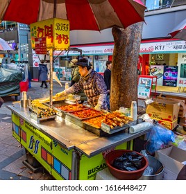 Busan, South Korea- November 21st, 2019 :Nampodong Shopping Street Near Busan International Film Festival (BIFF) Square,  Busan City, South Kore