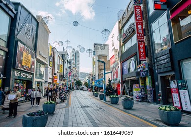 Busan, South Korea- November 21st, 2019 :Nampodong Shopping Street Near Busan International Film Festival (BIFF) Square, Famous Movie District And Cultural Tourist Attraction In Busan City, South Kore