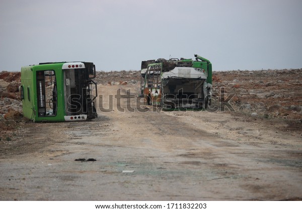 Buses of end of life lie on the ground waiting for
the future