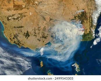 Bushfires Raging in Southeast Australia. . Elements of this image furnished by NASA. - Powered by Shutterstock