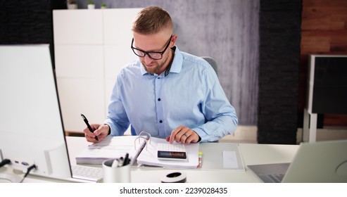 Business Accountant Accountant And Bookkeeper. Invoice And Calculator - Shutterstock ID 2239028435