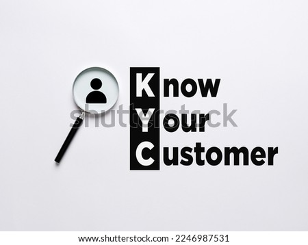 Business Acronym KYC - Know Your Customer. Magnifier magnifies the person symbol with the word KYC Know Your Customer.