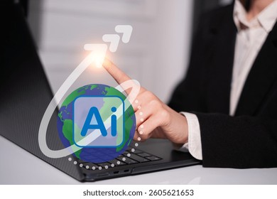 Business AI artificial intelligence change the world technology network digital communication concept data innovation futuristic science computer system earth information internet connection online