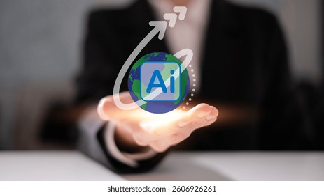 Business AI artificial intelligence change the world technology network digital communication concept data innovation futuristic science computer system earth information internet connection online