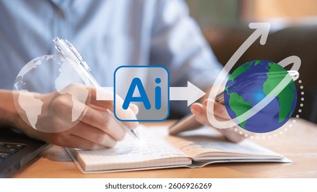 Business AI artificial intelligence change the world technology network digital communication concept data innovation futuristic science computer system earth information internet connection online