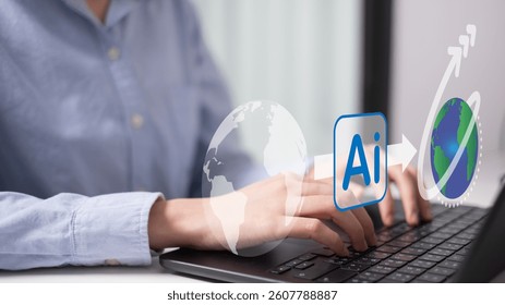 Business AI artificial intelligence change the world technology network digital communication concept data innovation futuristic science computer system earth information internet connection online