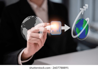 Business AI artificial intelligence change the world technology network digital communication concept data innovation futuristic science computer system earth information internet connection online