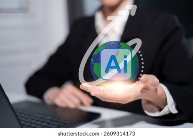 Business AI artificial intelligence change the world technology network digital communication concept data innovation futuristic science computer system earth information internet connection online